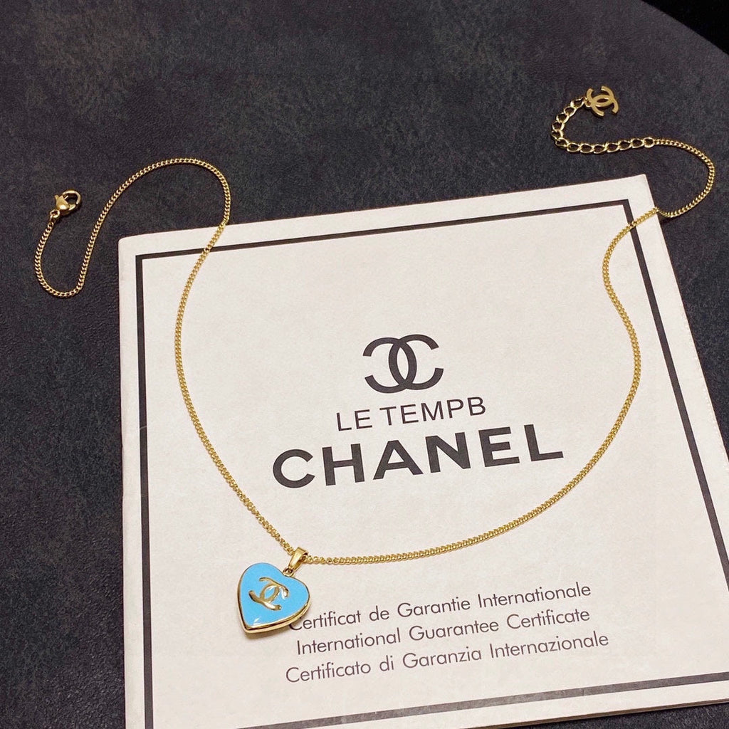 18K  Chanel Blue Heart Necklace